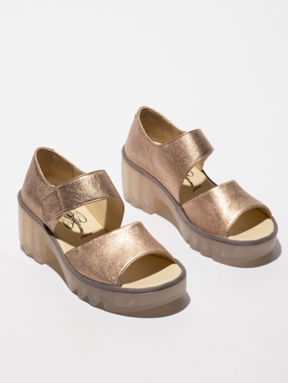 Fly London Taar Platform Sandal Metallic Bronze NWT size 38 EU